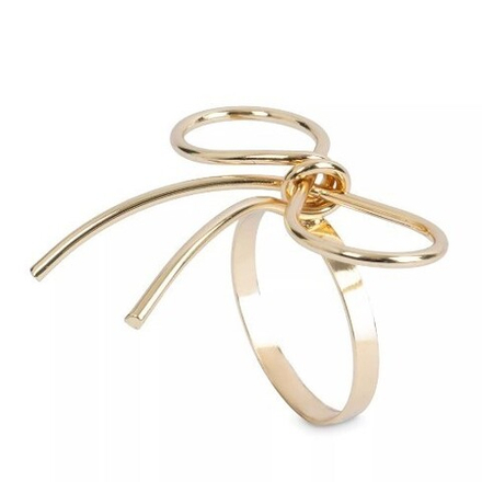 Кольцо бантик для салфеток 7 см золотистое металл