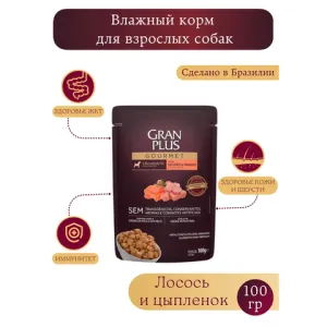 Пауч для взрослых кошек GRANPLUS CAT с лососем