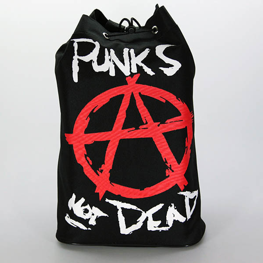 Торба Punks not dead (белая надпись,красный значок)