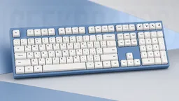 Custom Varmilo Sea Melody V3 108, художественное фото голубой механической клавиатуры