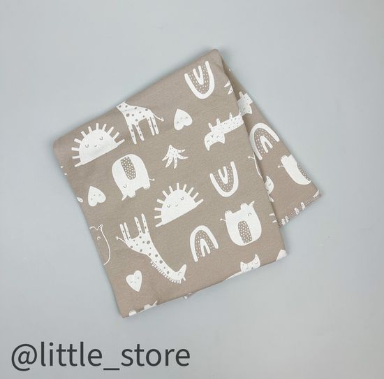 Пеленка хлопковая "Любимые зверята" Бежевая