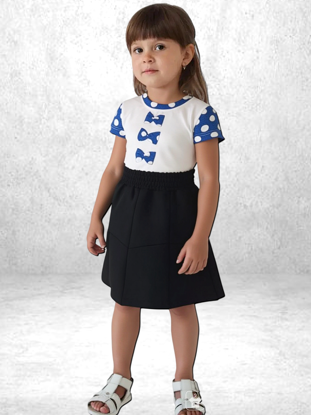 105691 Юбка детская 8-клинка футер 2-х нитка черный  (64-122/128)