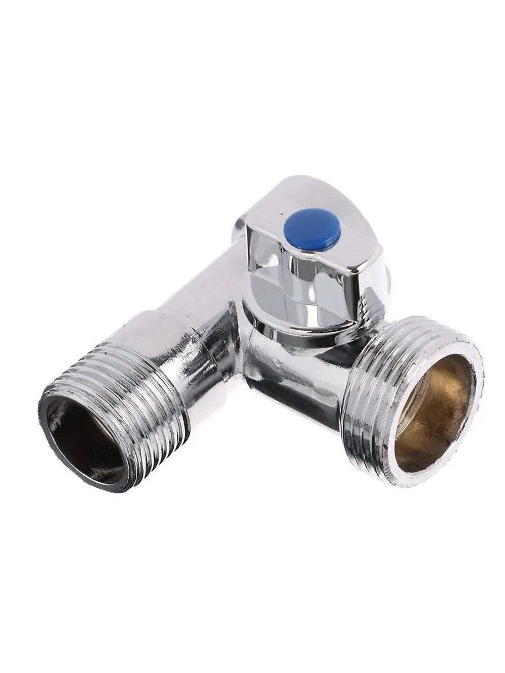 Кран шаровой угловой трехпроходной FRESSO, 1/2"х3/4"х1/2", ВР-НР-НР, хром