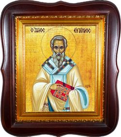 В киоте.	Евтихий Константинопольский Святитель. Икона на холсте.