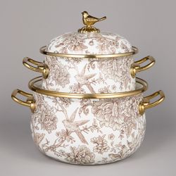 НАБОР КАСТРЮЛЬ AGNESS ЭМАЛИРОВАННЫХ СЕРИЯ "ROYAL GARDEN", 4ПР. 2,1Л И 3,8Л