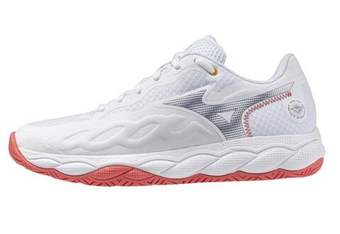Женские Кроссовки теннисные Mizuno Wave Enforce Court AC - white/blue granite/calypso core