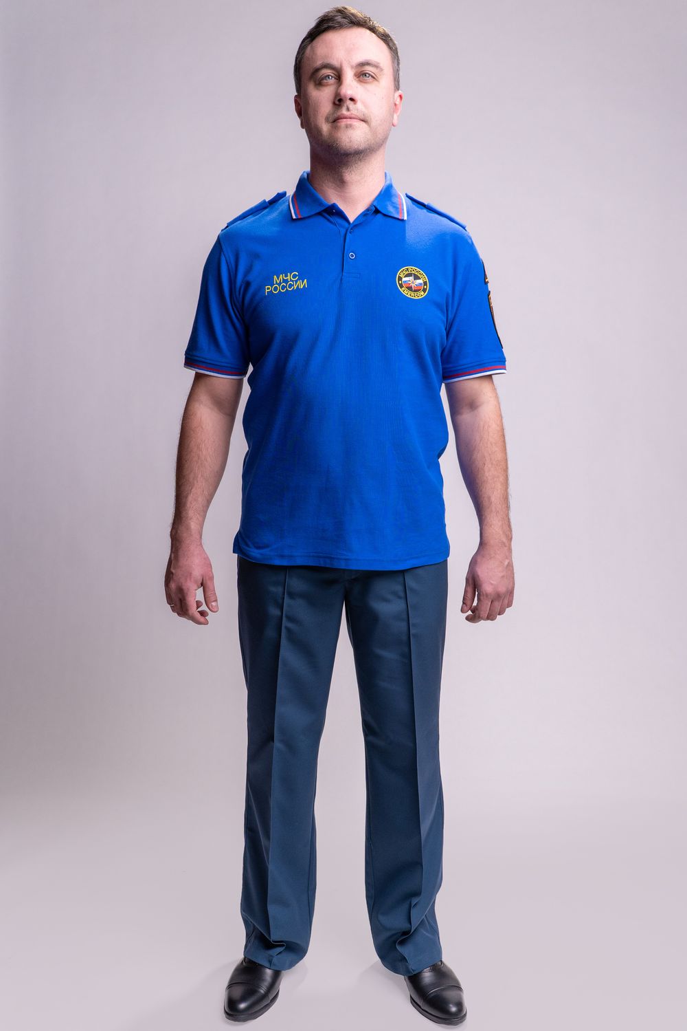 Рубашка-поло мужская МЧС короткий рукав (нового образца, василек)