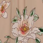 Шёлковый крепдешин с цветами на телесно-персиковом фоне