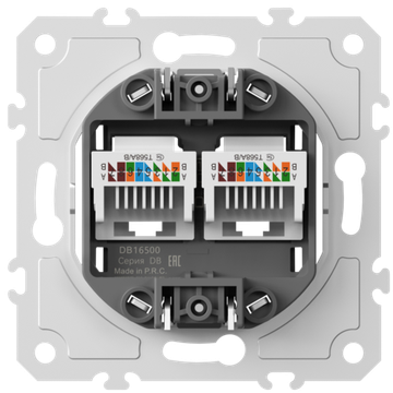 Механизм розетки RJ45 + RJ45 (двойная) cat.5/ClassE-8/8,  серия DB