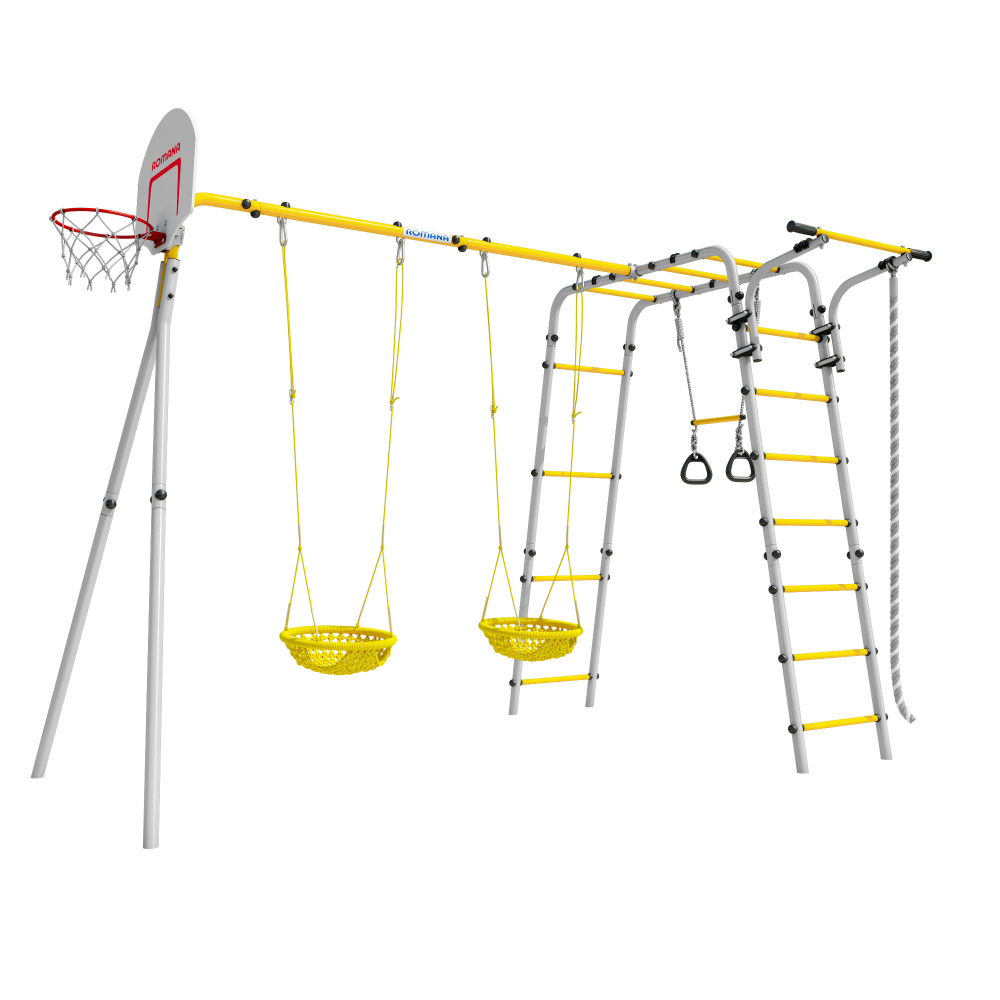 Детский спортивный комплекс для дачи ROMANA Акробат - 2 (желтый/серый) (с детскими качелями)