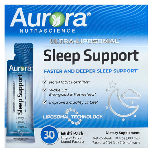 Aurora Nutrascience, Ultra-Liposomal®, поддержка сна, 30 пакетиков по 10 мл (0,34 жидк. унц.)
