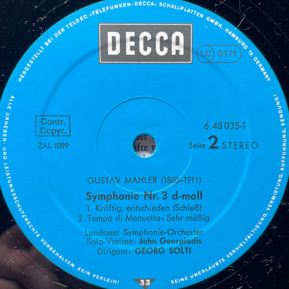 Малер - Симфония №. III ре минор 2LP (Германия)