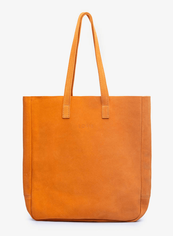 сумка шоппер оранжевый на молнии замша