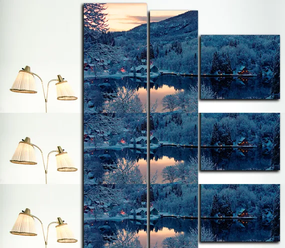 Модульная картина "Домики в горах"