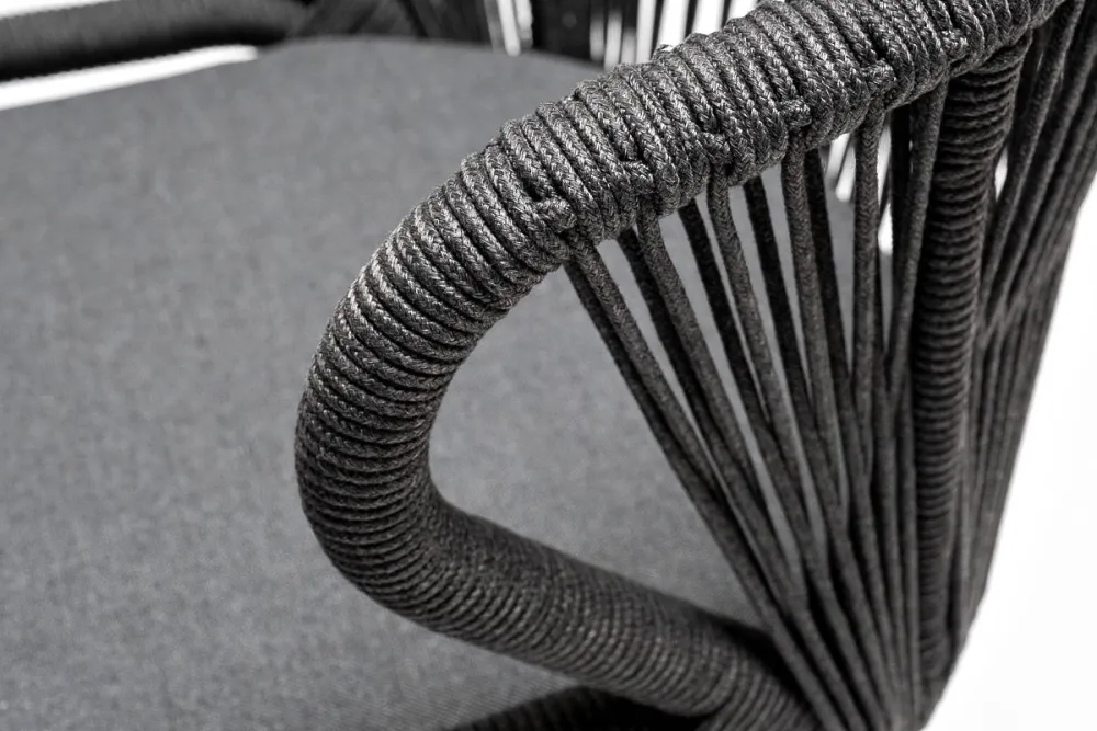 "Венето" обеденная группа на 6 персон со стульями "Милан", каркас темно-серый, роуп темно-серый