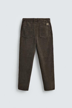 ZARA ВЕЛЬВЕТОВЫЕ БРЮКИ CARROT FIT, КОРИЧНЕВЫЙ