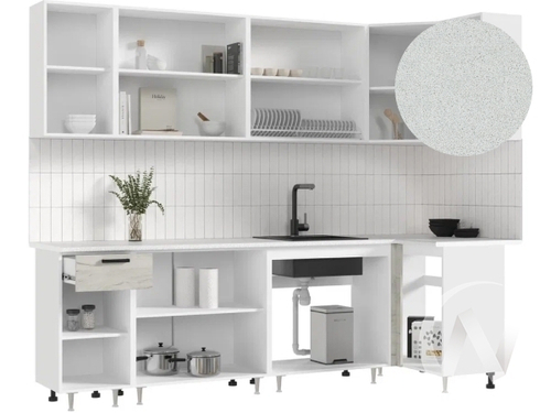 Кухня Рио NEW ЛДСП 2;6х1;0м (белый/дуб крафт белый/антарес)