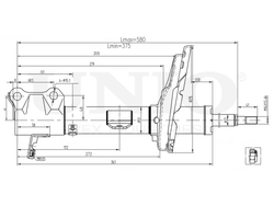 Амортизатор газовый задней подвески левый UNIO SAB-10164