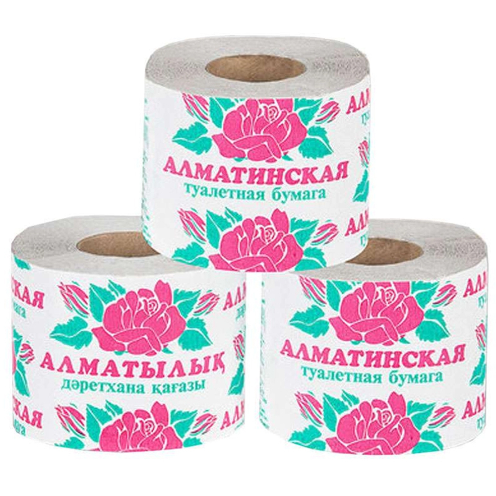 Бумага туалетная Карина "Алматинская", 1 слойная, 10 рулонов в упаковке