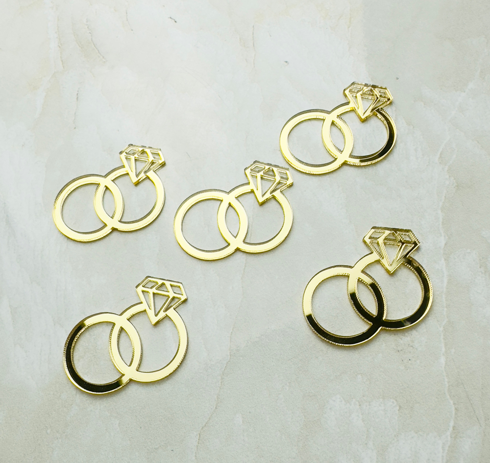 Топпер Декор "Обручальные кольца" 4,5см 5шт акрил