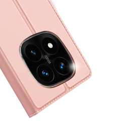Чехол книжка из PU кожи розового цвета от Dux Ducis для Xiaomi Redmi Note 14 Pro+ 5G, серия Skin Pro Series Case