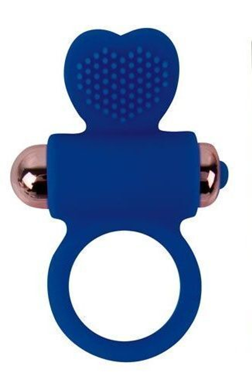 Синее эрекционное виброкольцо с сердечком (Цвет: синий)