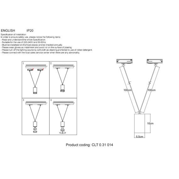 Трековый светильник Crystal Lux CLT 0.31 014 BL