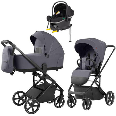 Коляска Carrello Alfa CRL-6522 2025 Nova DK791 Grey Line с базой Isofix 3 в 1 Fashion Grey