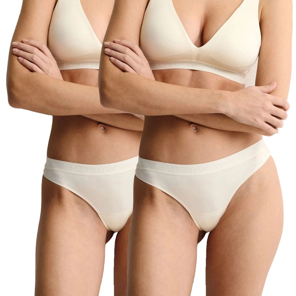 Женские трусы бразилиана набор из 2 штук (молочные) Emporio Armani EW000404_AF10891