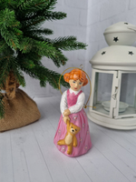 Девочка с мишкой ёлочная игрушка из фарфора