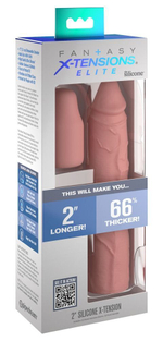 Телесная насадка-удлинитель 2 Inch Silicone X-tension - 20,3 см. (Цвет: телесный)