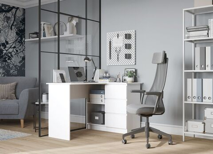 Стол письменный угловой с ящиками Белый, МС-16, 124,85х50х77 см ДСВ Мебель