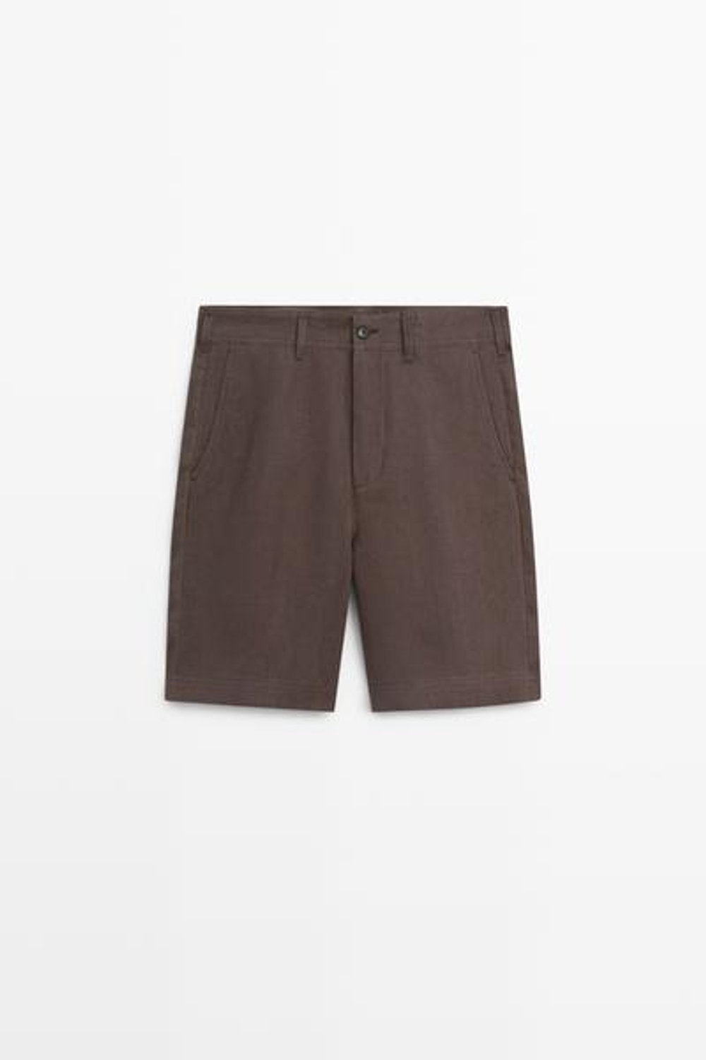 Massimo Dutti Короткие бермуды из 100% льна, коричневый