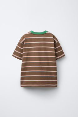 ZARA ФУТБОЛКА В ПОЛОСКУ, КОРИЧНЕВЫЙ