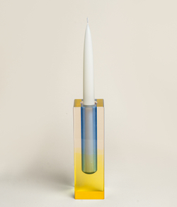 Ваза/Подсвечник из акрила 5 х 5 х 16 Желто-синий