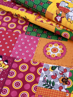 Ткань бязь плательная, рис. "Дымковская игрушка", ширина 150 см, арт. 103