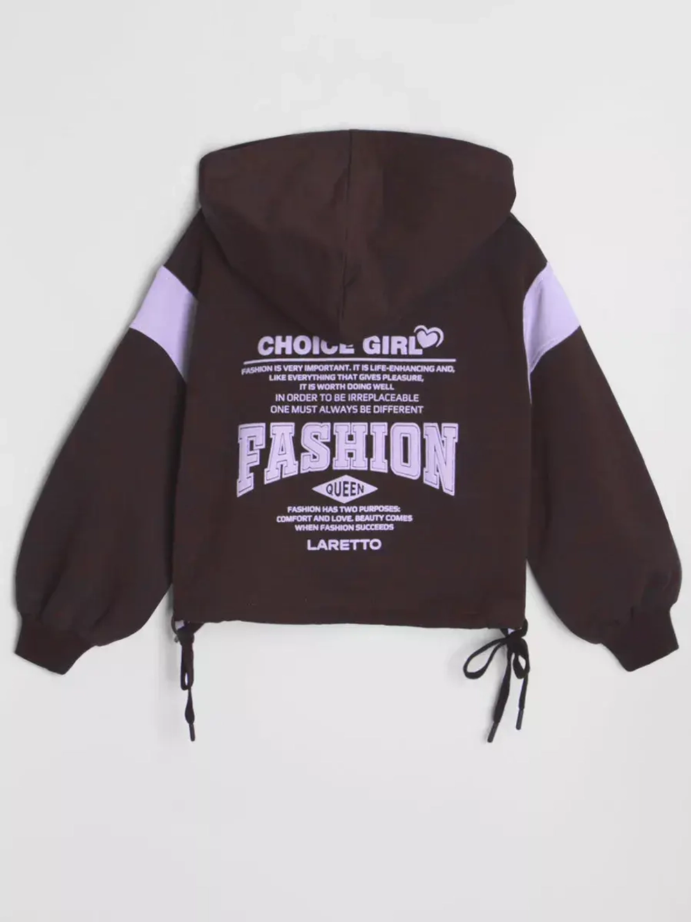 Худи для девочки коричневый с завязками