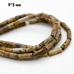 Бусины "Яшма пейзажная, размер около 9,5*3,2 мм, цена за 19-20 шт (1/2 нити)