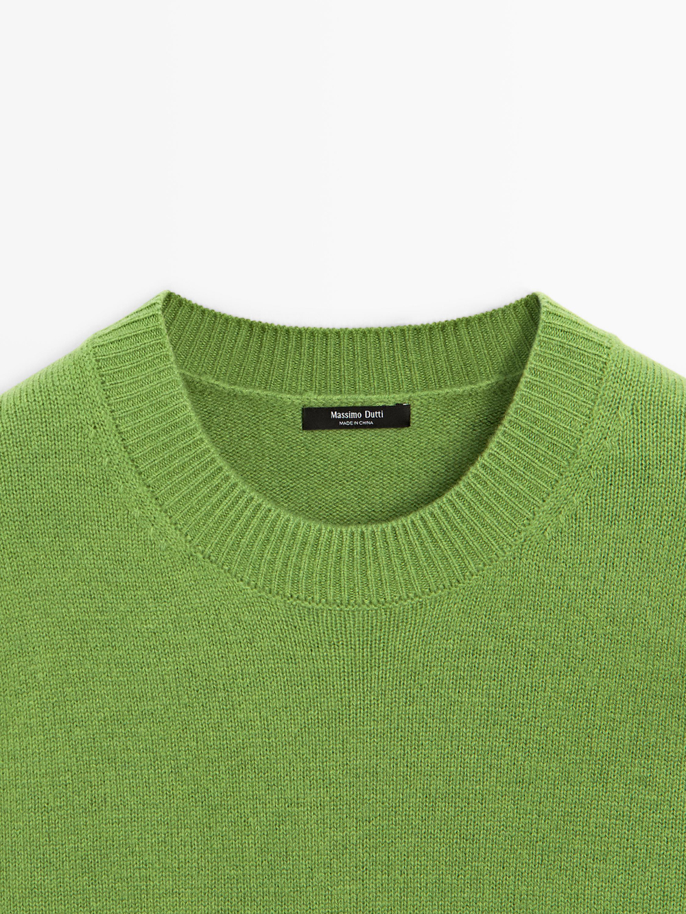Massimo Dutti Свитер из смесовой шерсти с круглым вырезом, светло-зеленый