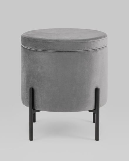 Пуф Грейс с ящиком велюр серый