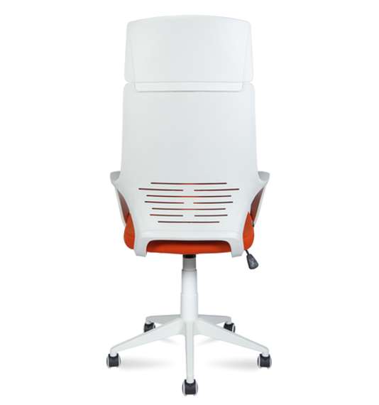 Кресло офисное Норден / Айкью / IQ / белый пластик / оранжевая ткань