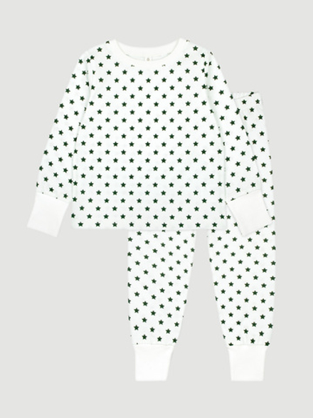 Пижама Mjölk Green Stars, на манжетах