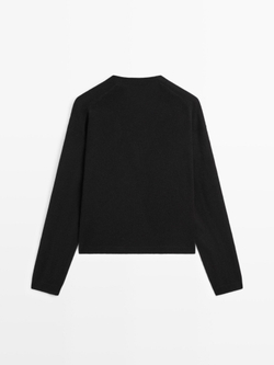 Massimo Dutti Кардиган из смесовой шерсти с V-образным вырезом, черный