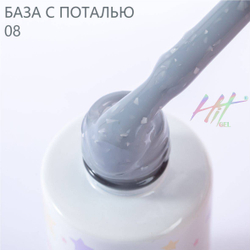 Каучуковая база №08 ТМ "HIT gel" с серебрянной поталью, 9 мл