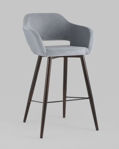 Стул барный Саймон велюр серый