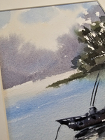 Картина авторская акварельная в паспарту 21х30 см на стену для интерьера "В ожидании..."