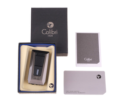 Зажигалка сигарная Colibri Slide (двойное пламя), черная-оружейная сталь