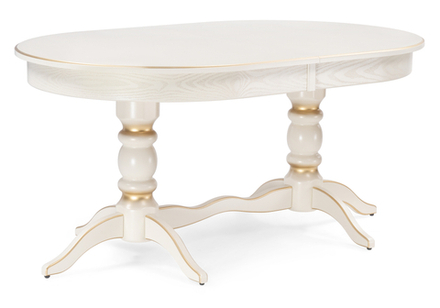 Стол деревянный Woodville Дейвер 160(220)х100 слоновая кость, золото