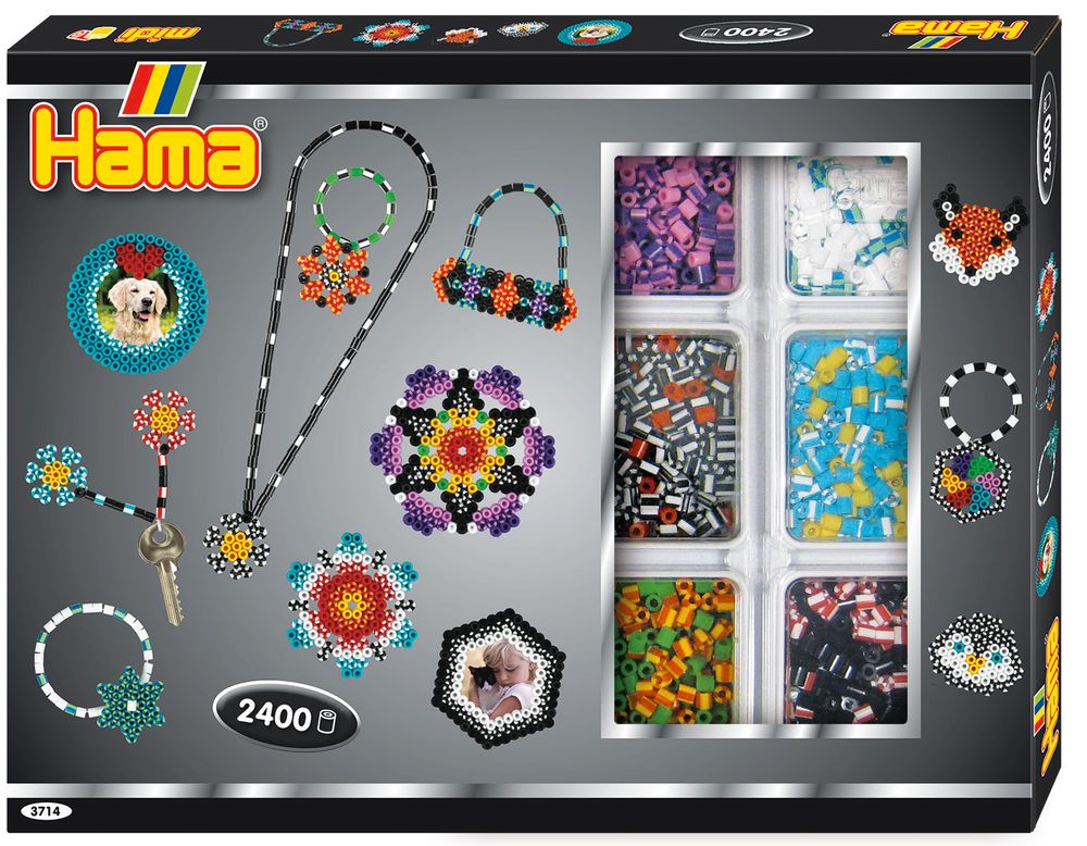 Hama Набор термомозаики Midi 2400 шт + Шестиугольник, круг (3714)