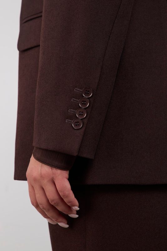 Жакет однобортный с отстрочкой, шоколад